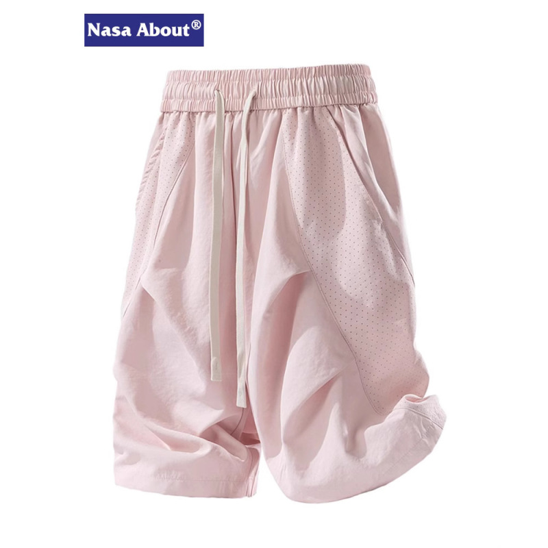 Nasa's New Pure Color Breathable Mesh Quick-Drying Ice Silk Shorts Summer Thin Sports and Leisure Couple's Five-Point Pants