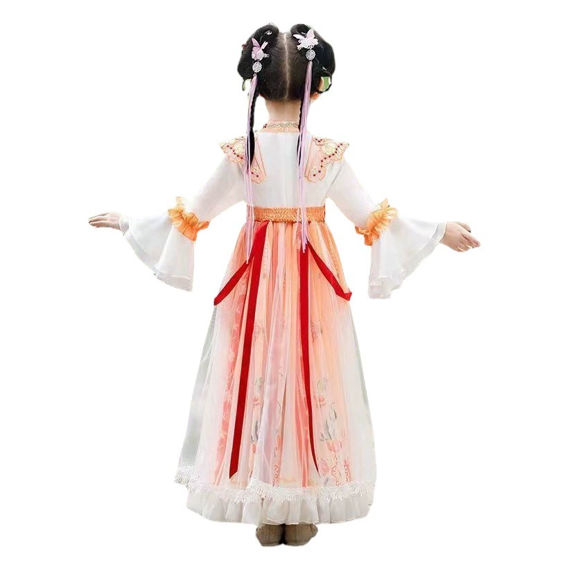 Элегантное детское платье для девочек ханьфу в китайском стиле, суперфея на весну и лето, костюм Тан, юбка-сосуд, Новый Древний костюм для девочек