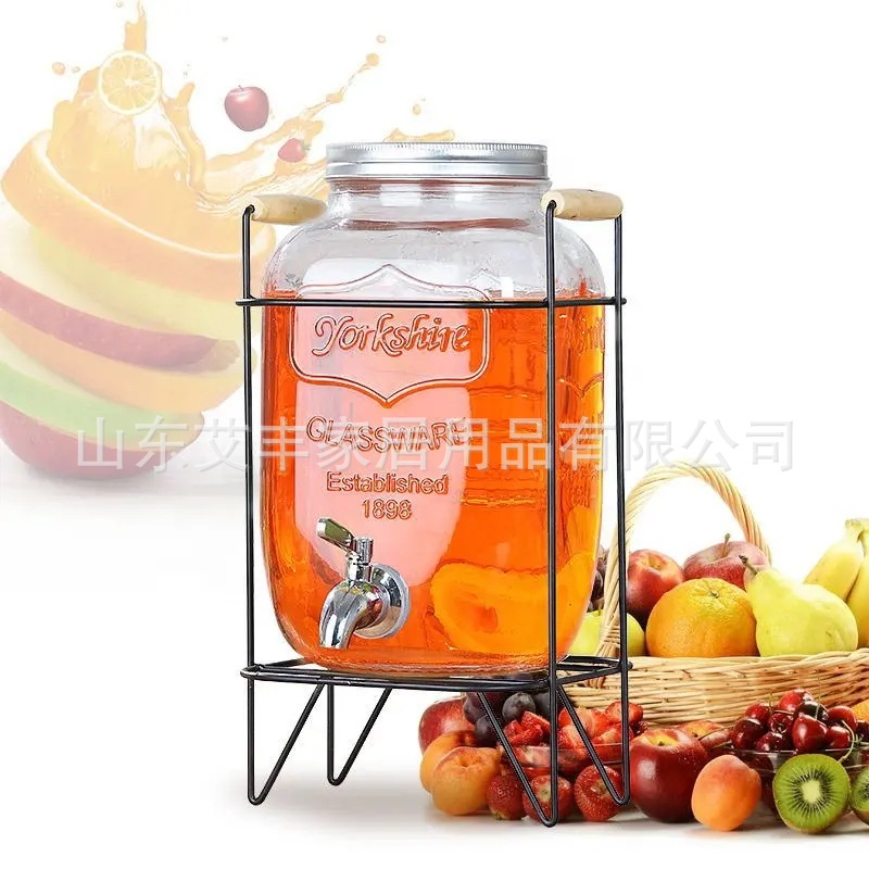 商用玻璃泡酒瓶带水龙头梅森果汁罐家用冰箱密封冷水壶自助饮料桶
