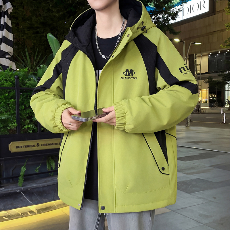 Men's hooded work jacket, 2026, for teenagers, early autumn outfit, windbreaker, spring/autumn men's clothing, warm outerwear Men's hooded work jacket, 2026, for teenagers, early autumn outfit, windbreaker, spring/autumn men's clothing, warm outerwear