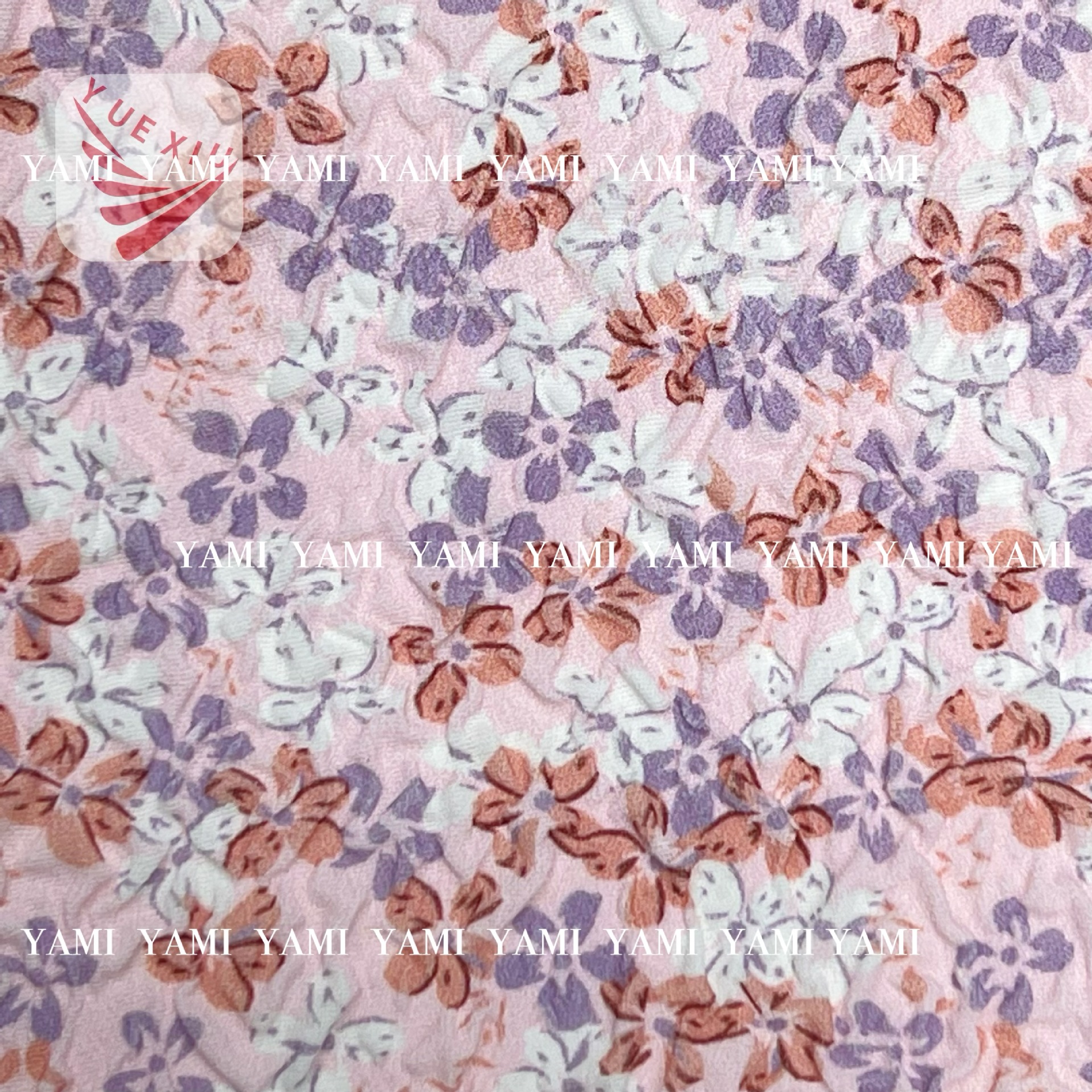 Nueva burbuja de poliéster crepe gasa impreso pequeño paño floral Plum Blossom vestido los niños suministro directo fábrica textil