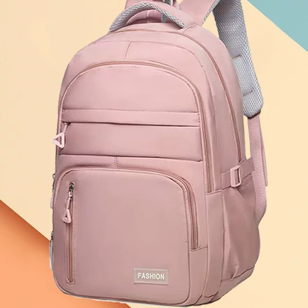 New Large-Capacity Solid-Color Casual Backpack for Middle and High School Students, Multi-Compartment Travel Bag, Trendy School Bag