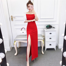 3614欧美东南亚外贸批发2024女装纯欲网纱拼接抹胸礼服包臀连衣裙