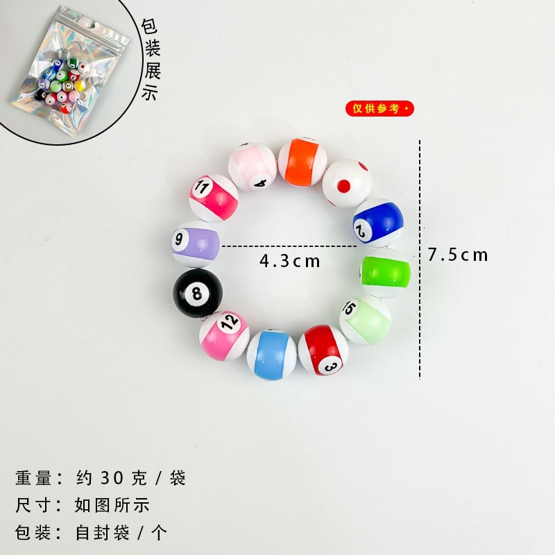 Pulsera de billar 8 negros accesorios para parejas accesorios de estudiantes de acrílico creativos