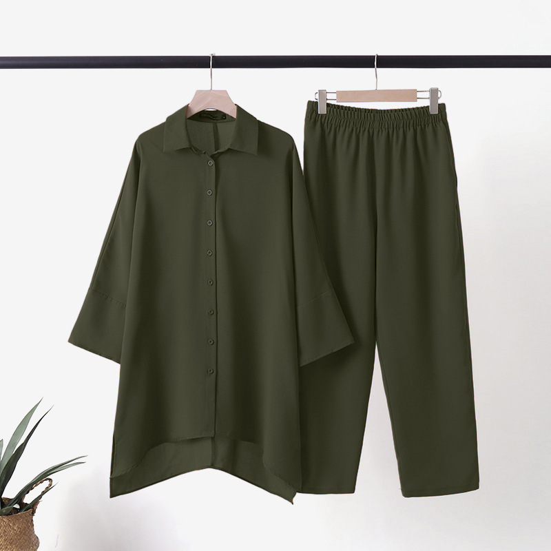 Camisas transfronterizas de mujeres musulmanas de Malasia ropa de mujer ropa de mujer grande moda casual de dos piezas
