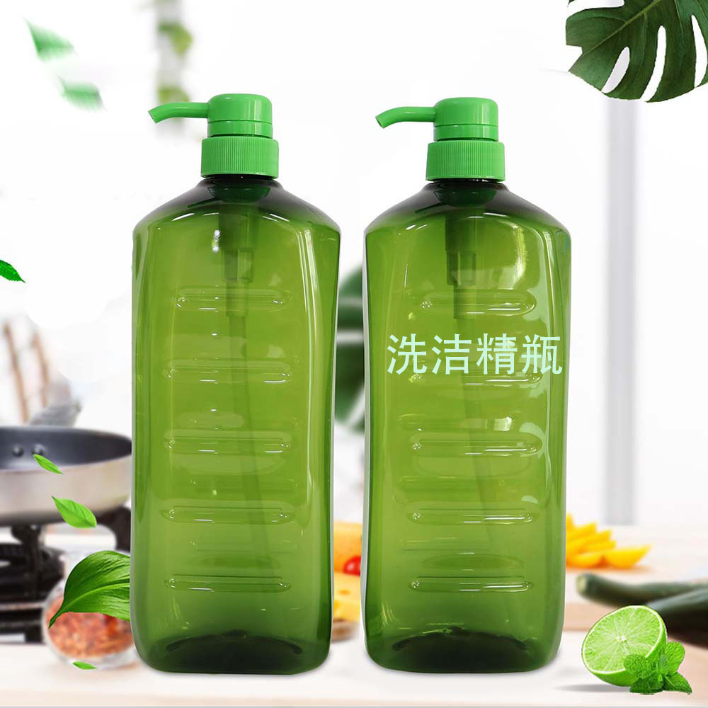 1.18L绿色方形透明按压式洗洁精瓶 洗发水沐浴露瓶
