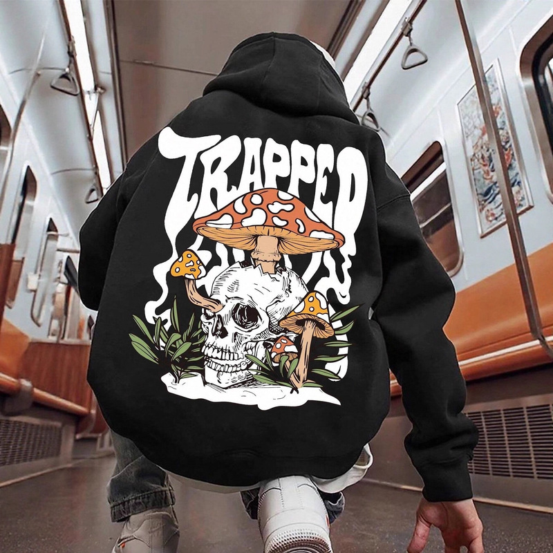 Unisex Skull Mushroom Print Solid Hooded Hoodie Casual Autumn Winter Sports Shirt Streetwear Long Sleeve Unisex Skull Mushroom Print Solid Hooded Hoodie Casual Autumn Winter Sports Shirt Streetwear Long Sleeve