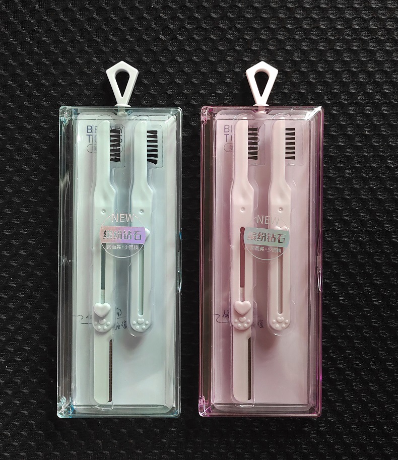 LMLTOP Dual-head dual-purpose eyebrow comb, eyebrow trimmer, integrated cat paw telescopic portable eyebrow scraper, 2-piece set SY343 undefined