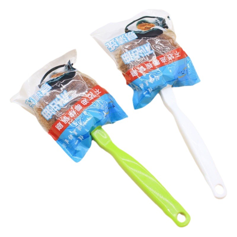Multi-Purpose Coconut Palm Pot Cleaning Brush, Efficient Stain Removal Brush for Pots and Pans, Long-Handled Multifunctional Kitchen Brush
