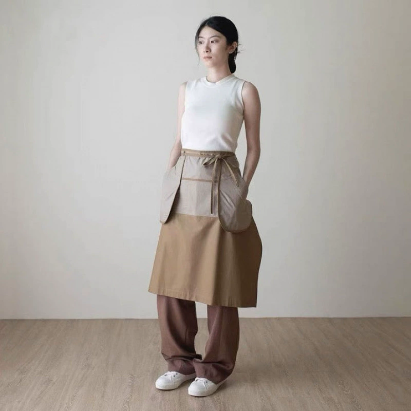 Полуполукафтан в японском стиле для домашнего использования, с цветными блоками, унисекс, подходит для кафе, обедов и выпечки, рабочий фартук с логотипом по индивидуальному заказу.