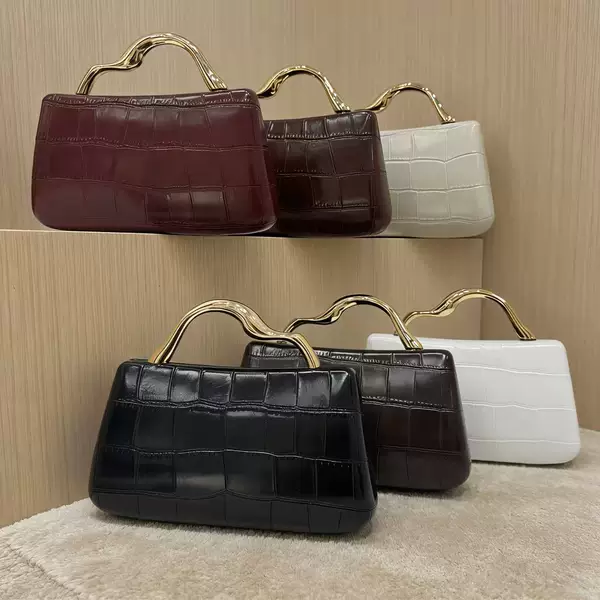 European and American Cross-Border New Luxury Pu Gold-Style Handle Evening Bag, Shoulder/Crossbody/Cuff Evening Bag, Factory Wholesale