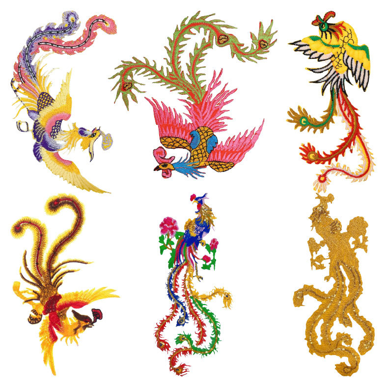 凤型 演出服装辅料 舞台服装配饰 民族刺绣贴花 刺绣布贴花