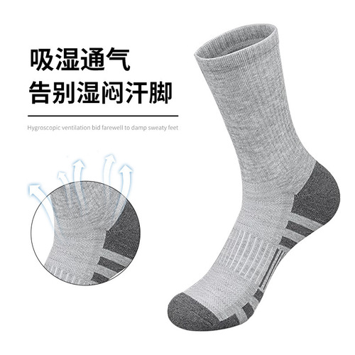 Amazon anti-slip shock-absorbing men's running professional sports socks outdoor basketball crew socks deodorant absorbent long socks