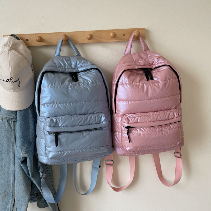 Cross-Border down Bag for Women 2025 New Autumn and Winter Warm Space Cotton Backpack Trendy Korean Style Fashion Pearlescent Backpack Cross-Border down Bag for Women 2025 New Autumn and Winter Warm Space Cotton Backpack Trendy Korean Style Fashion Pearlescent Backpack