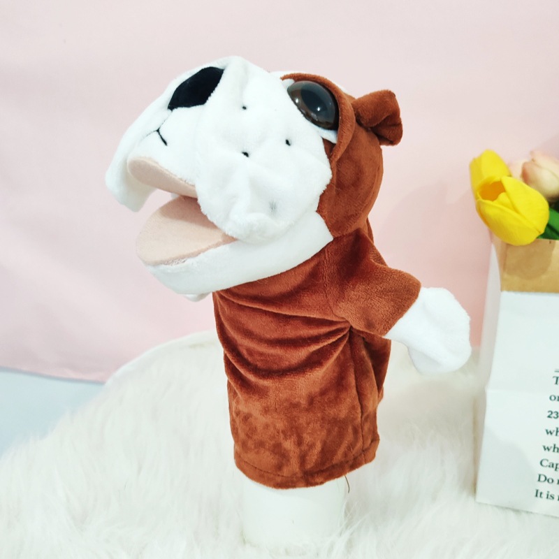 Marioneta de mano con boca móvil, muñeco de peluche para niños, guante de animal de peluche, muñeco de educación temprana para jardín de infantes