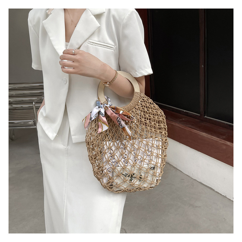 Korean Simple Hollow Straw Woven Handbag Wholesale Nihaojewelry display picture 1