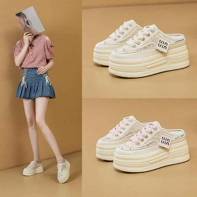 Летние женские сандалии 2024 года, новая модель, в корейском стиле, с вырезами, на толстой подошве, на платформе, повседневные, для студенток.