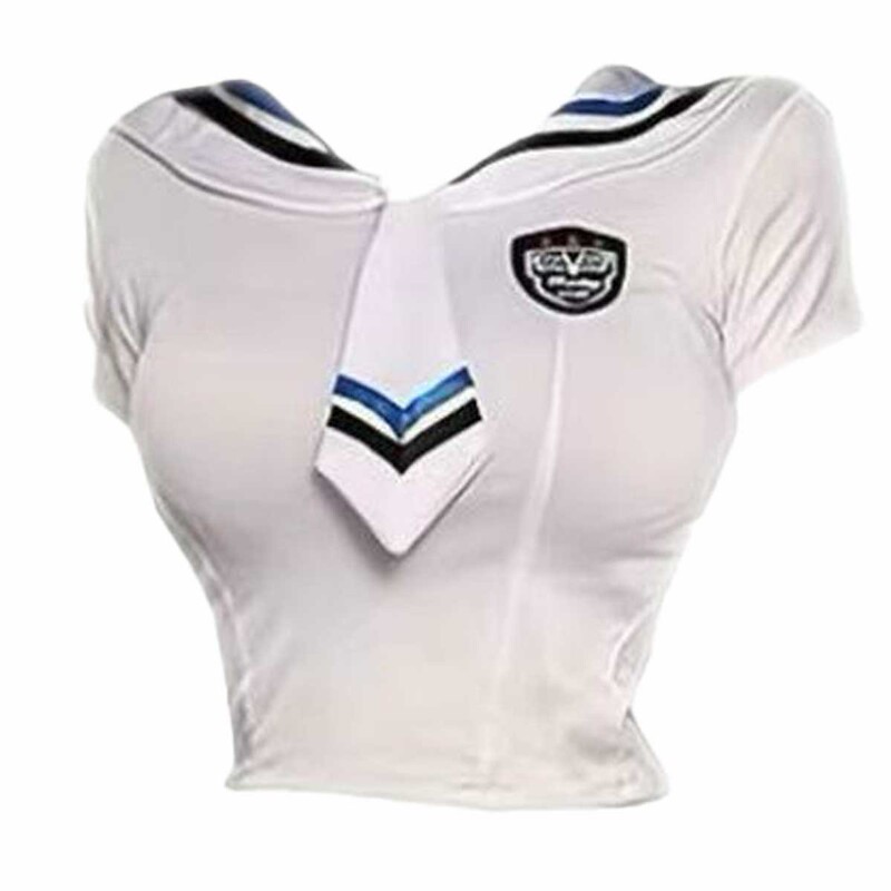 甘くてクールなホットガール日本のネットセレブ衣装セーラー服ネイビーネクタイショートトップ純粋な欲望ジーンズ2点セット|undefined