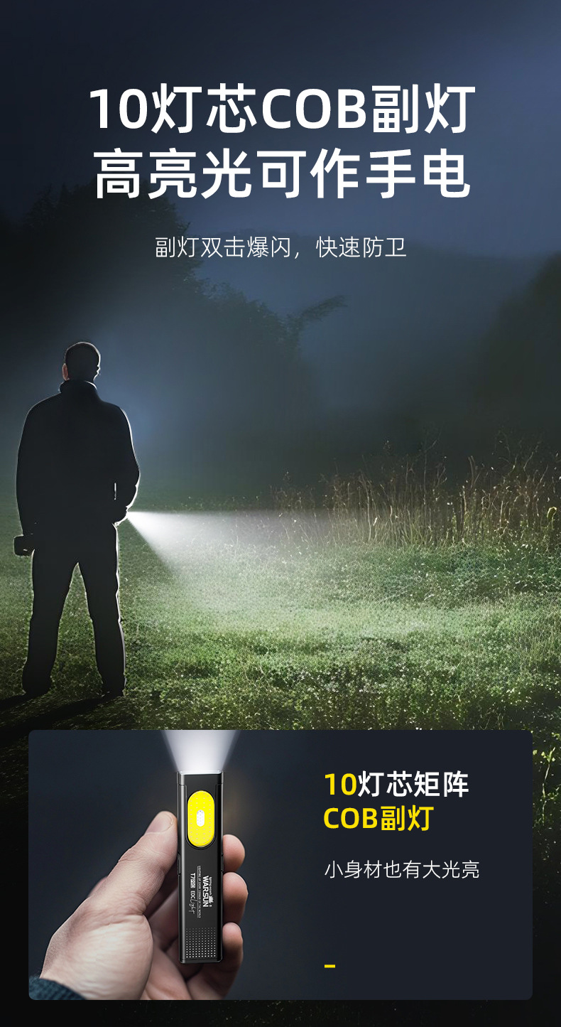 Volson T7Pro Flashlight Strong Light Charging Ultra-Bright Outdoor Small Portable Light Mini Repair Work Light