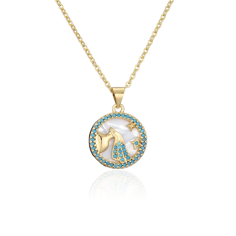 wholesale jewelry gold electroplated copper 12 constellation necklace Nihaojewelry