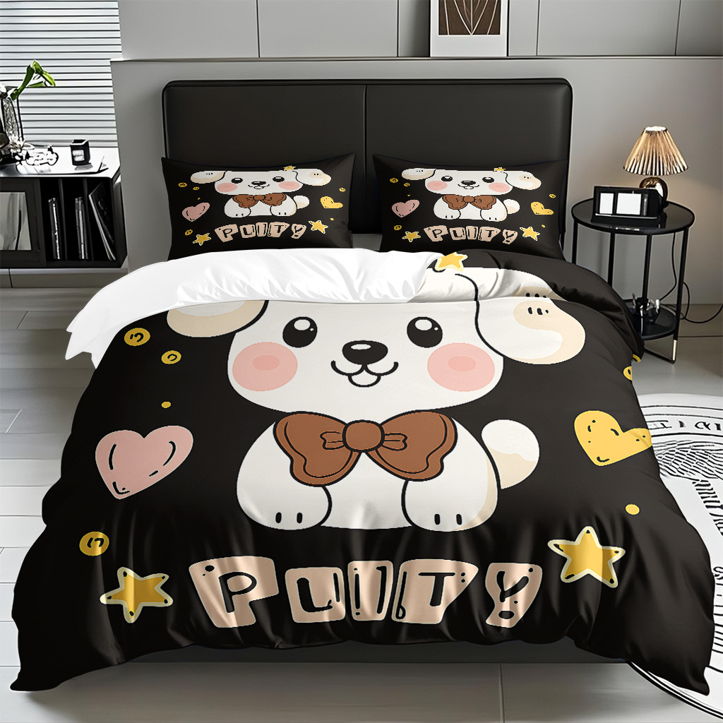 Explosión transfronteriza pro-piel transpirable abrasión caricatura cachorro impresión digital colcha colcha ajustación TEMU JIT