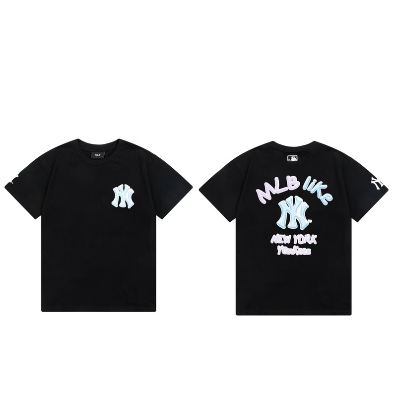 クロスボーダーMLB新ロゴ刺繍ファッション半袖フルプリントルーズTシャツ男性と女性用、ドロップシッピング|undefined