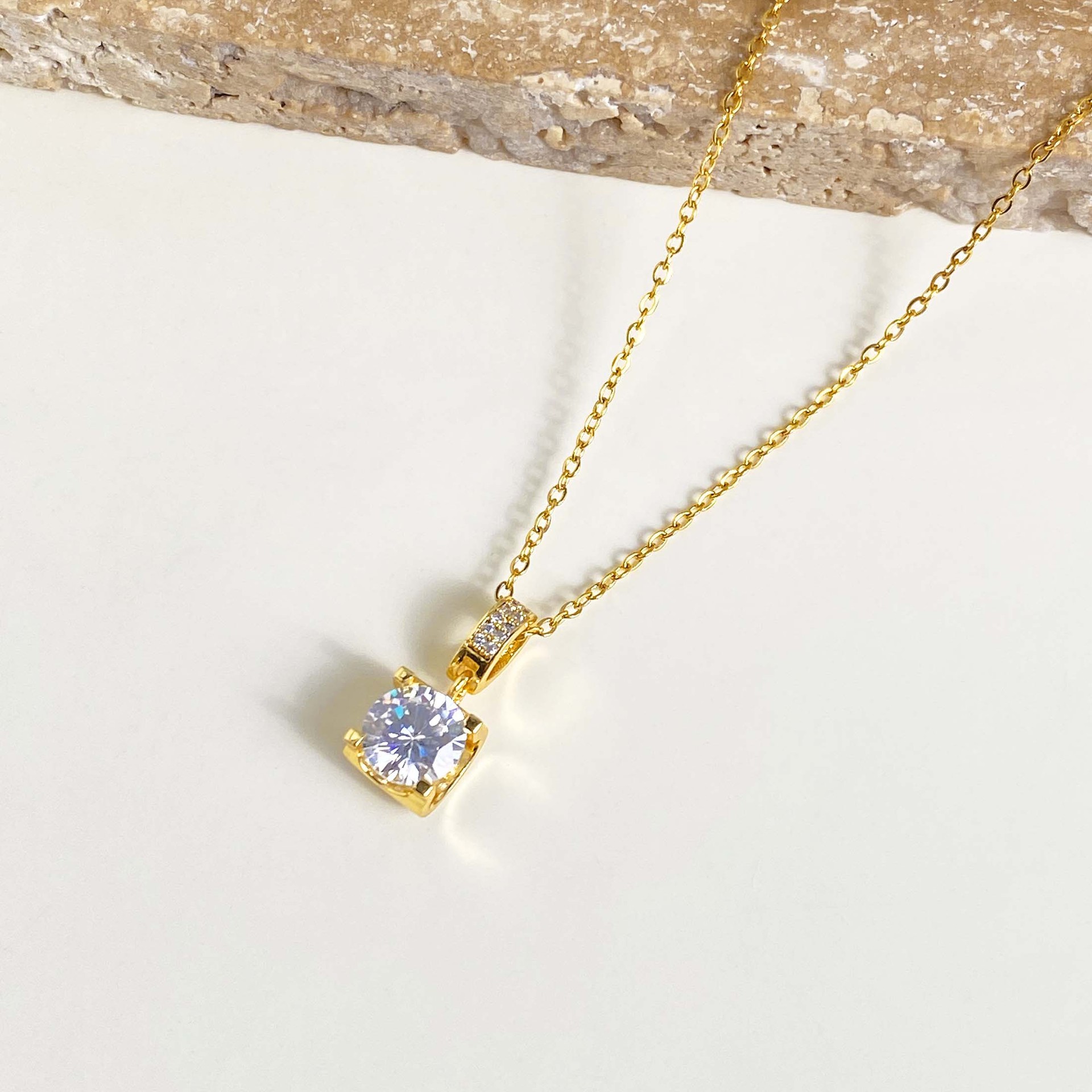 Unisex Gender Wholesale Jewelry Casual Elegant Streetwear Geometric Titanium Steel Zircon Plating Pendant Necklace