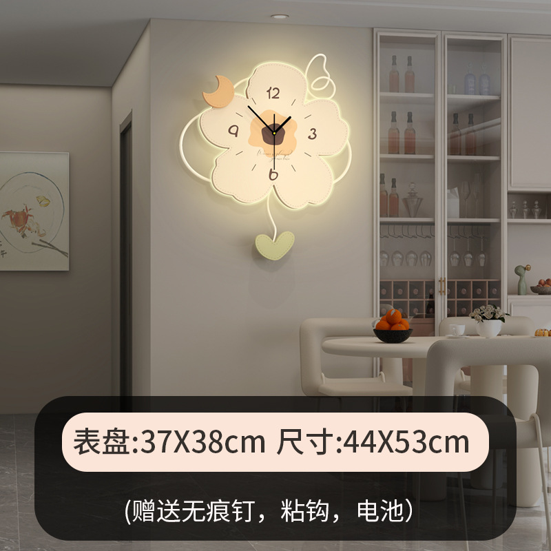 クリーム風花掛け時計リビングルーム高級感おしゃれクリエイティブシンプル時計家庭用レストラン装飾時計壁掛け