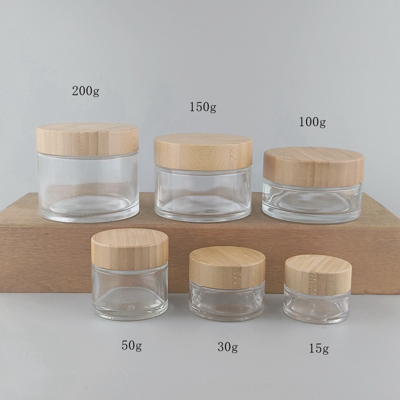 150g D81-Double 65 teeth; transparent bottle+bamboo lid; commonly speaking glass
