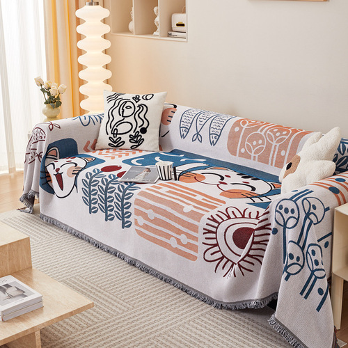 Bohemian style sofa cover cloth, universal for all seasons, dust-proof and cat-scratch proof, abstract sofa cover, sofa cushion cover blanket
