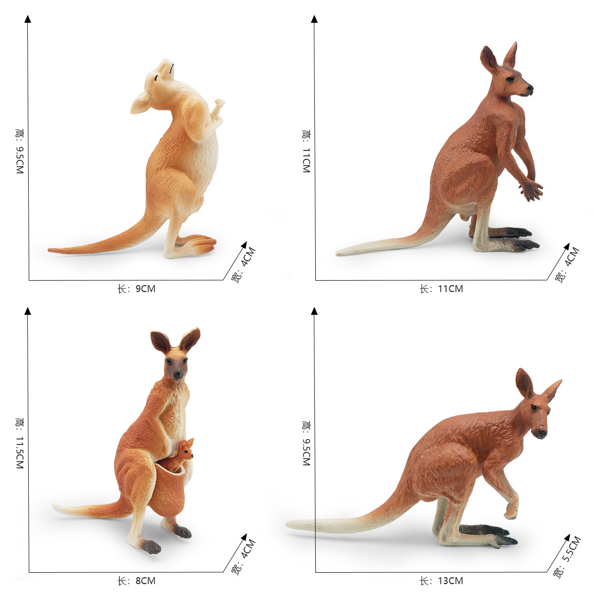 Simulación transfronteriza de pastizales mamíferos modelo de canguro Australia Canguro madre e hijo decoración adornos estáticos hechos a mano