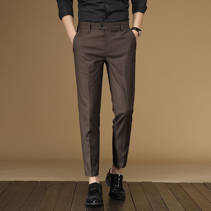 Men's Slim-Fit Korean-Style Dress Pants, Business Casual, 2026 Spring and Autumn New Style, Cropped Suit Pants