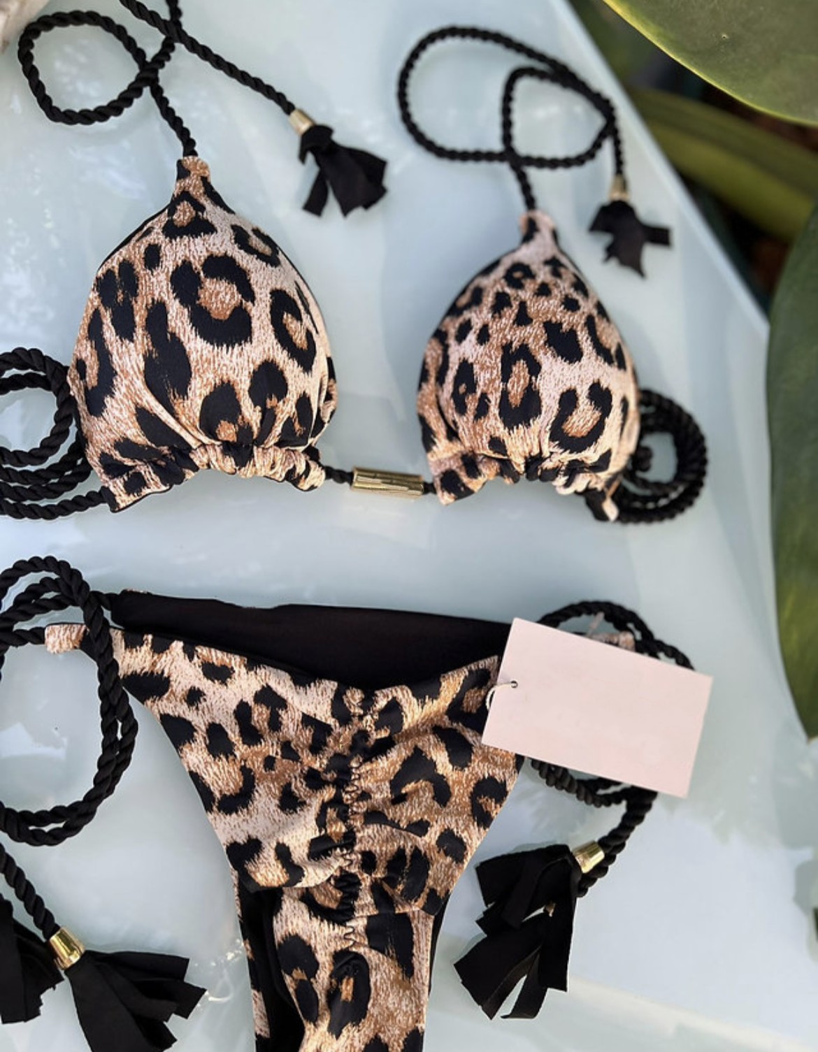 Frau Punktmuster Leopard 2-Teiliges Set Bikinis Bademode display picture 3