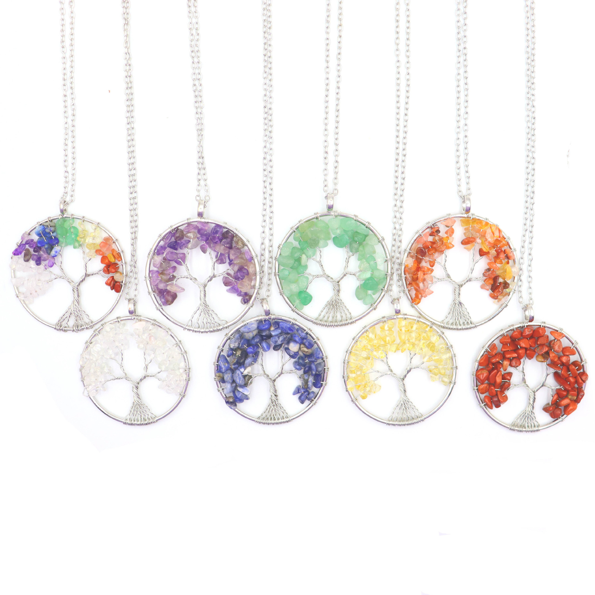 Retro Tree natural stone Copper Pendant Necklace 1 Piece