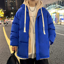 跨境亚马逊秋冬季棉服男士潮牌保暖假两件棉袄宽松休闲棉衣外套男