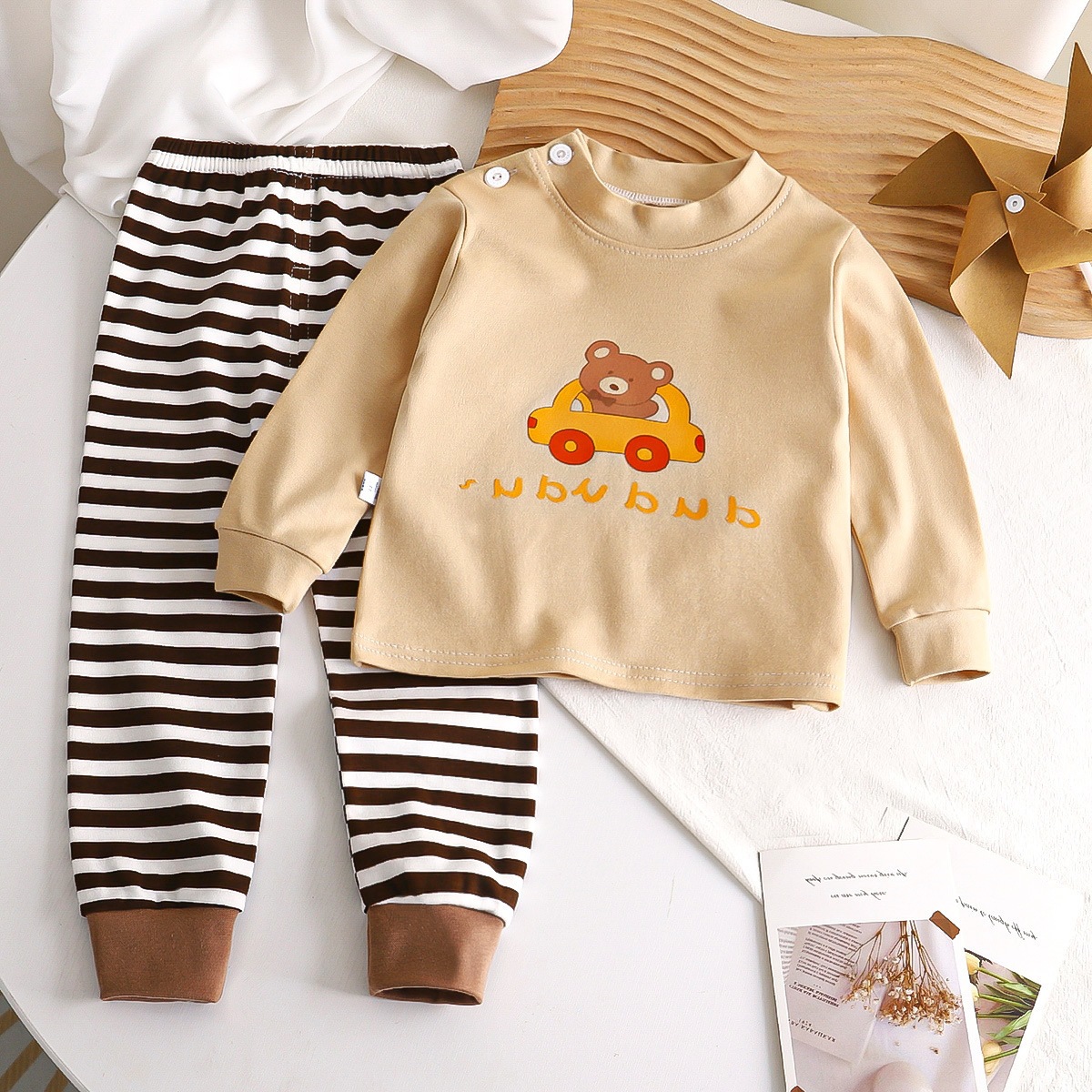 New Children's Underwear Set Pure Cotton Pajamas for Girls Baby Autumn Clothes and Pants All Cotton Boys Home Foreign Trade Dropshipping