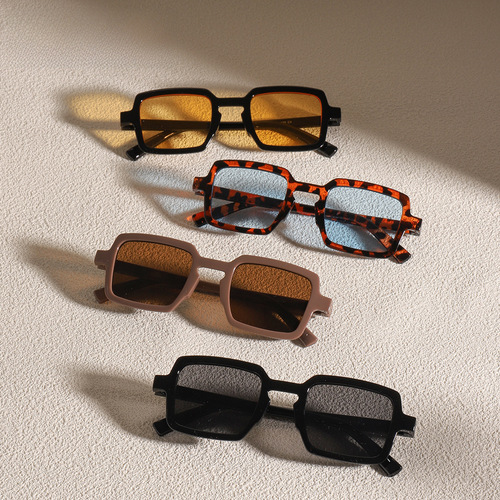New women's small square frame retro UV protective sunglasses with brown lenses, Korean style trendy sunshades