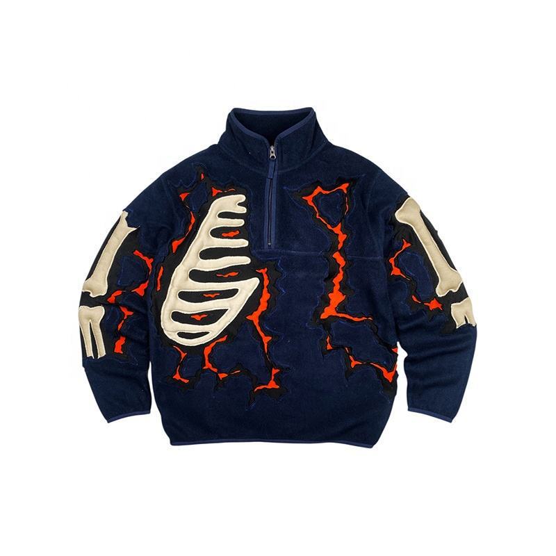 Customized high-quality winter streetwear patchwork quarter-zip stand-up collar fashion design men's warm jacket Customized high-quality winter streetwear patchwork quarter-zip stand-up collar fashion design men's warm jacket