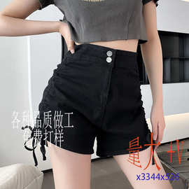东南亚跨境女装批发抽绳牛仔短裤女夏裤女抖音小红书一件代发货源