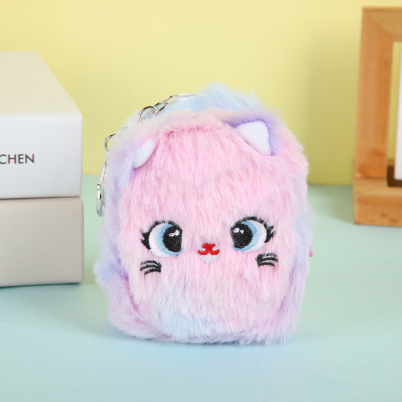 Estilo coreano chica corazón lindo gato monedero estudiante auricular Portátil Bolsa de almacenamiento de felpa bolsa de moneda caja clave