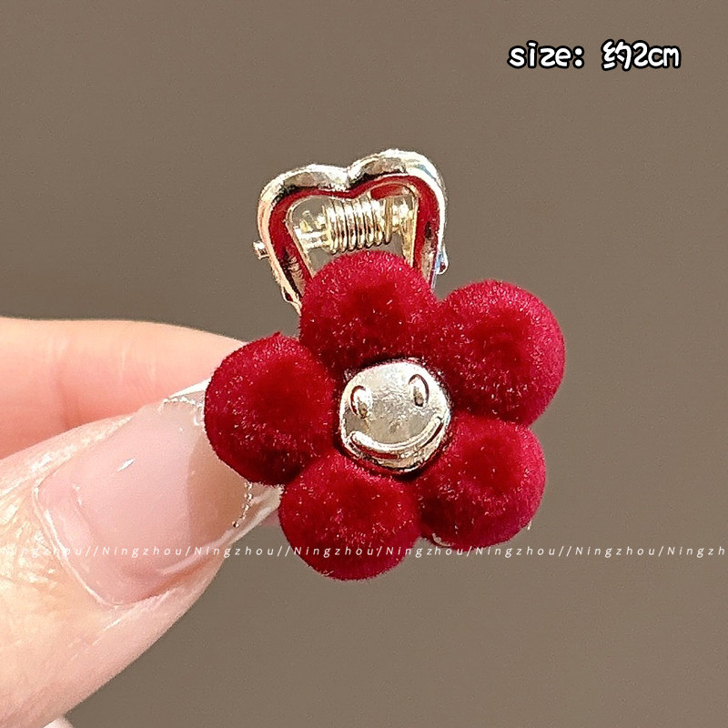1#One small red flower hair claw clip - approximately 2cm