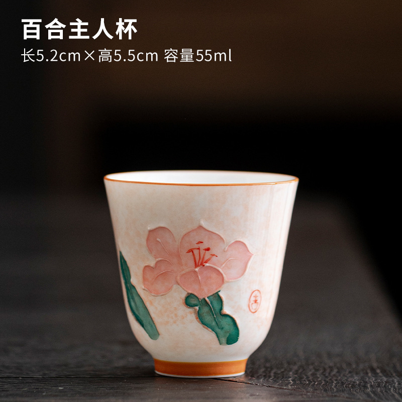 手描き満彩粉彩女性高颜値主人杯陶磁器釉薬下彩茶杯家庭用品茗杯個人専用|undefined
