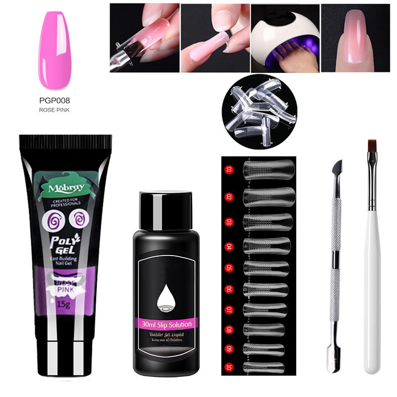 Suministro transfronterizo venta rápida extensión de traje de manicura conjunto completo de uñas de cristal forma extensión pegamento para hornear lámpara UV pegamento