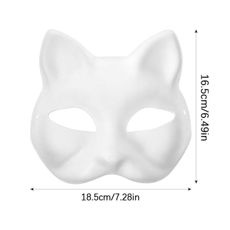 Máscara de cara de gato blanco de venta caliente de Amazon Máscara de pulpa Máscara de bricolaje en blanco Máscara de Halloween