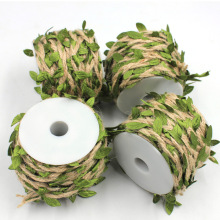 厂家热销绿叶麻绳 10米/筒精包装藤叶绳 居家装饰用仿真绿叶麻绳