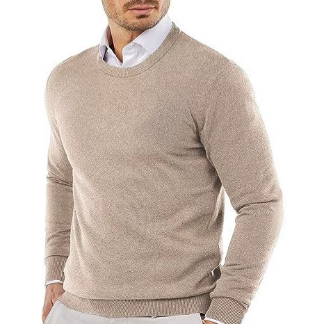 Cross-border New Foreign Trade Men's Men's Crewneck Sweater Knit Solid Color Casual Long Sleeve Sweater Pullover Top