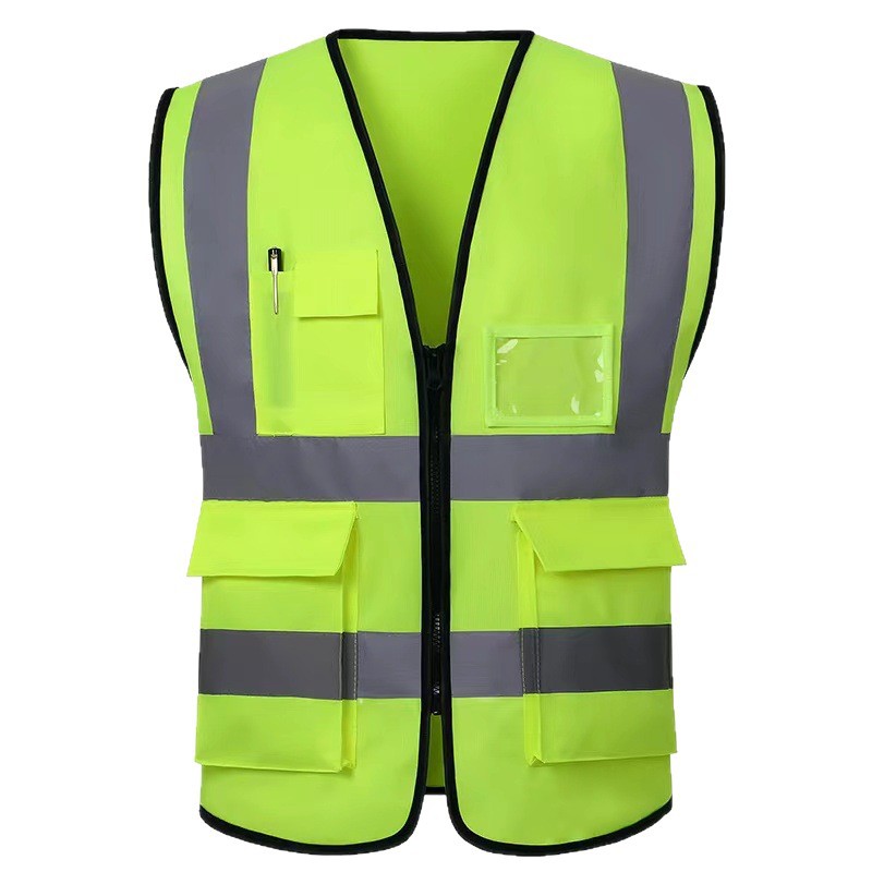 Chaleco de Seguridad Reflectante Malla de Tejido de Punto Multibolsillos Transpirable para Trabajo al Aire Libre