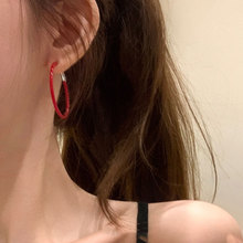 简约气质红色滴油耳圈女轻奢独特个性精致时尚潮流百搭耳环耳饰