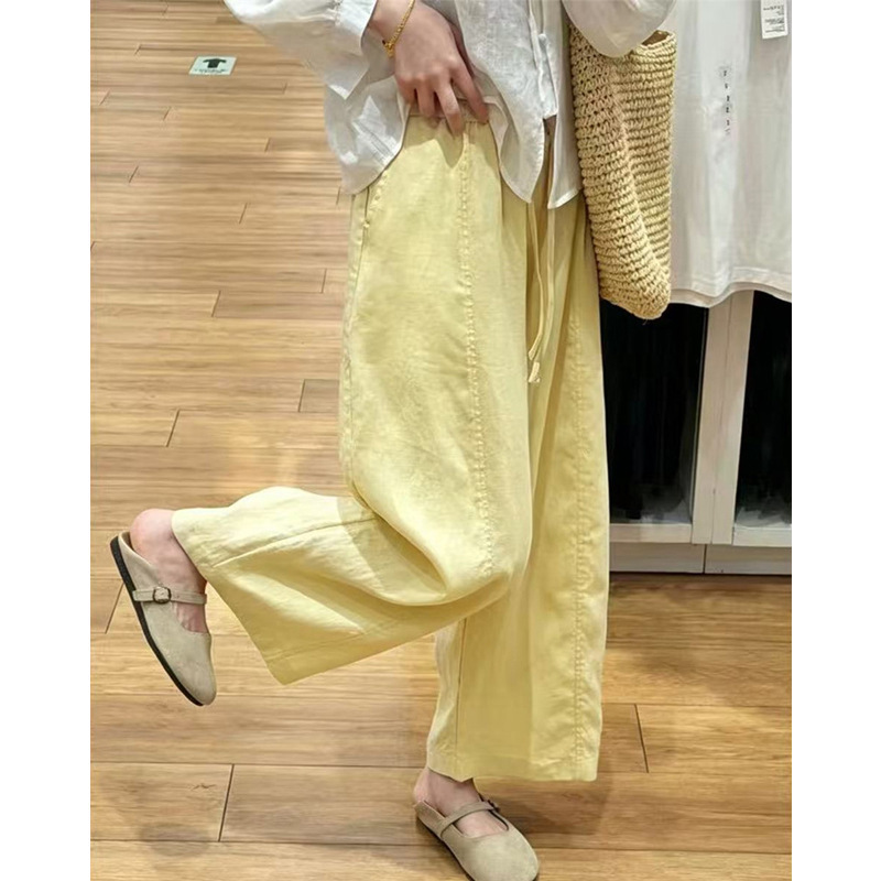 Summer 2026 New Sweet and Relaxed Style Tencel Lyocell Pants, High-Waisted, Thin, Petite-Friendly, Cropped Wide-Leg Pants