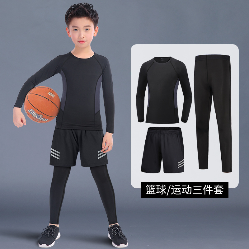 Invierno ajustada juego de baloncesto de niños entrenamiento de entrenamiento de entrenamiento de invierno de otoño y acondicionamiento físico de fútbol ropa interior para niños ropa de base